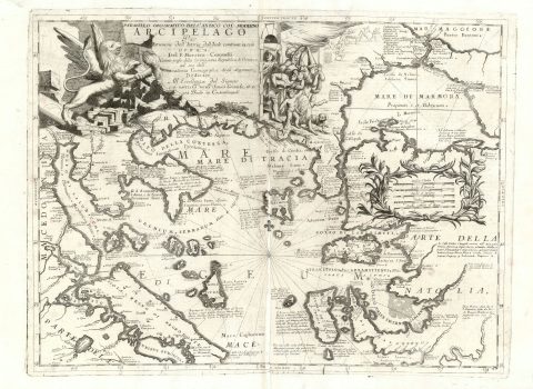 1697 Coronelli Map of the Northern Aegean Sea and the Bosporus