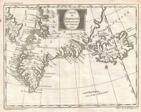 1770 Bellin Map of Greenland and Iceland