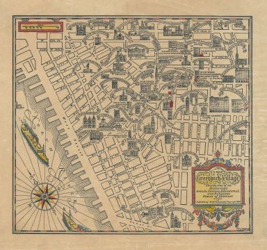 1934 Harper Pictorial Map of Greenwich Village, New York City