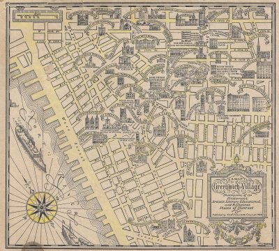 1934 Harper Pictorial Map of Greenwich Village