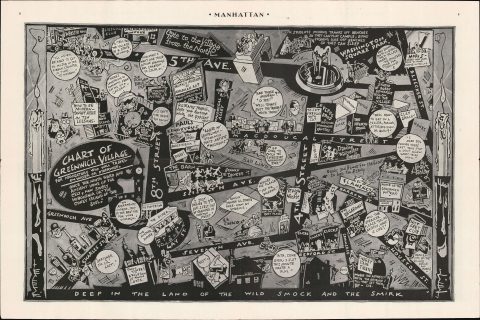 1933 Frank Hanley Pictorial Map of Prohibition Era Greenwich Village, New York City