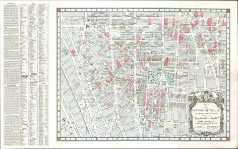 1960 Fahey Pictorial Map of Greenwich Village, New York City