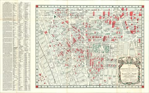 1961 Fahey Pictorial Map of Greenwich Village, New York City