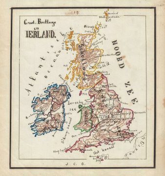 1871 Sikkel Manuscript Map of the British Isles (England, Scotland, Ireland)