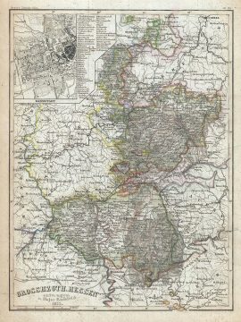 1853 Meyer Map of the Grand Duchy of Hesse, Germany