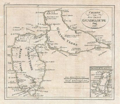 1822 Franz Pluth Map of Guadeloupe