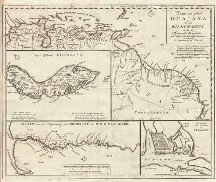 1767 Tirion Map of Guiana, Venezuela, and Curacao