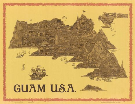 1971 Bush Psychedelic Pictorial Map of Guam