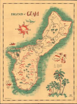 1956 Davis Pictorial Map of Guam