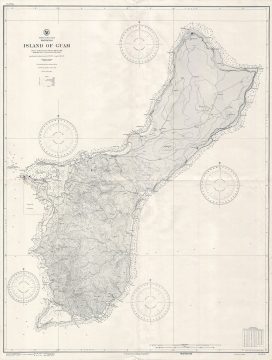 1945 World War II (WWII) U.S. Navy Map of Guam