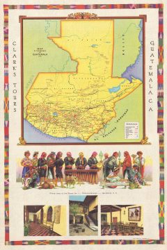 1935 Clark's Tours Advertising Pictorial Map of Guatamala