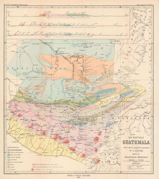 1894 Hassenstein Geological Map of Guatemala