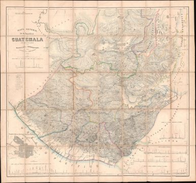 1859 Sonnenstern / Gehüchte Map of Guatemala - first national map of Guatemala!