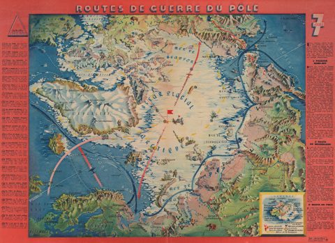 1943 Mercier Pictorial Map of the North Pole during World War II