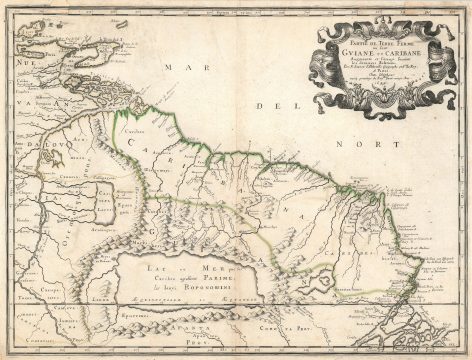1679 Sanson Map of Guiana and northern Brazil