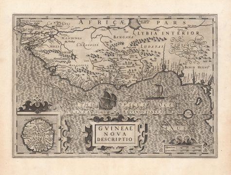 1606 Hondius Map of West Africa South of the Niger River