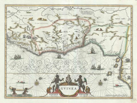 1660 Jansson Map of West Africa (Gold Coast Slave Coast, Ivory Coast)