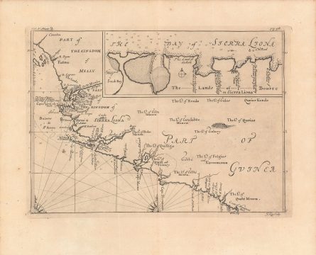 1746 Kip Map and Chart of the Guinea Coast, Sierra Leone, West Africa