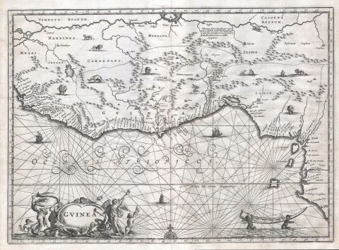 1670 Ogilby Map of West Africa ( Gold Coast, Slave Coast, Ivory Coast )