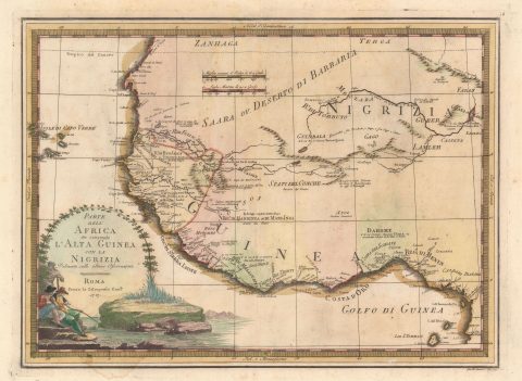 1797 Cassini Map of West Africa and the Gold Coast