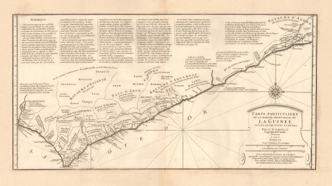 1728 d'Anville Map of Guinee, West Africa: Ghana, Togo, Benin