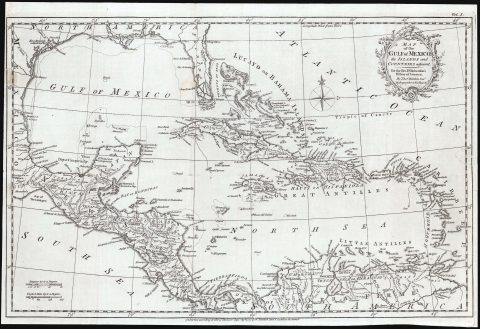 1777 Kitchin Map of the Gulf of Mexico and the Caribbean