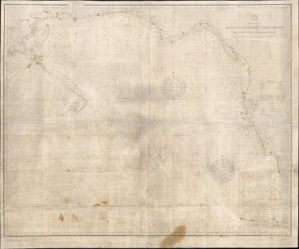 1889 (1908) Navy Hydrographic Office Chart of the Gulf Coast, New Orleans to Key West