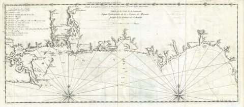 1728 Laval Map of the Gulf Coast from the Mississippi River to Flordia