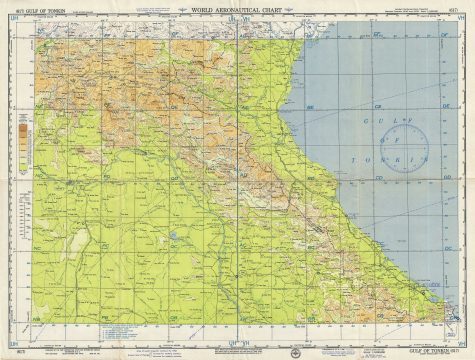 1954 U.S. Air Force Aeronautical Map of Northern Vietnam, Thailand, and Laos