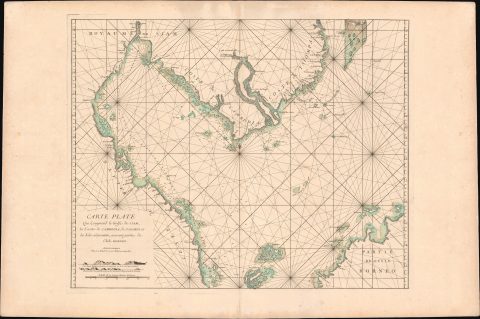 1745 Mannevillette Map of the Gulf of Siam, Cambodia, Vietnam