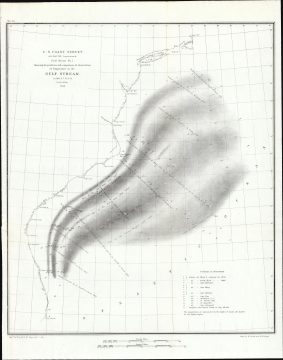 1853 U.S. Coast Survey Map or Chart of the Gulf Stream and the East Coast of the United States