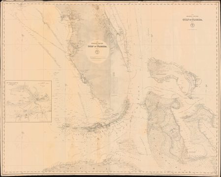 1873 U.S. Navy Hydrographic Office Chart / Map of Florida and the Bahamas