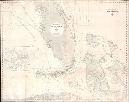 1873 U.S. Navy Hydrographic Office Chart / Map of Florida and the Bahamas