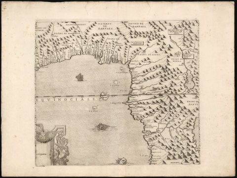 1570 Camocio West Central Africa Sheet of Unacquirable Wall Map of Africa