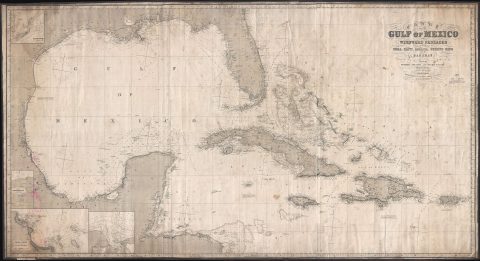 1871 Imray Blueback Chart or Map of the Gulf of Mexico and the West Indies