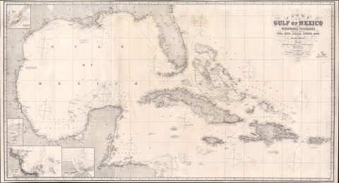 1875 Imray Blueback Chart or Map of the Gulf of Mexico and the West Indies