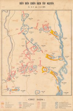 1975 Vietnamese Map of the Central Highlands Campaign during the Vietnam War