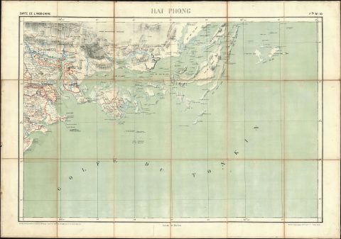1895 Bureau Topographique Map of Halong Bay, Hai Phong, Vietnam