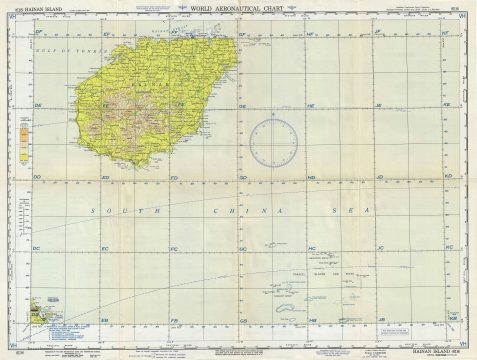 1958 U.S. Air Force Aeronautical Chart or Map of Hainan Island, China