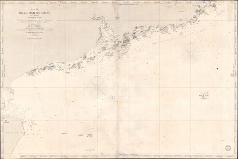 1853 Dépôt de la Marine Nautical Map of the Coast of China: Hong Kong / Macau