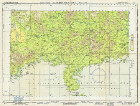 1956 U.S. Air Force Aeronautical Map of Hainan Strait and Southern China