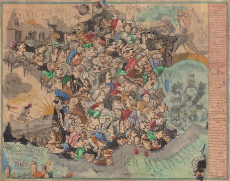 1871 Belloguet Allegorical Caricature Map of France