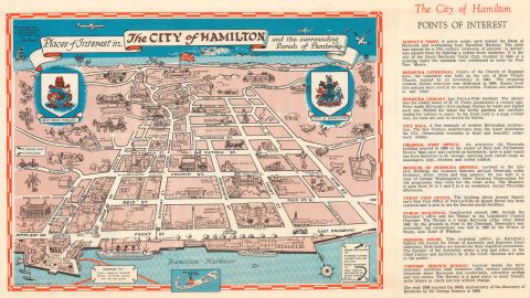 1959 Bermuda Press Pictorial Map of Hamilton, Bermuda