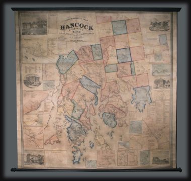 1860 Walling Wall Map of Mount Desert Island, Hancock Co., Maine (Acadia)