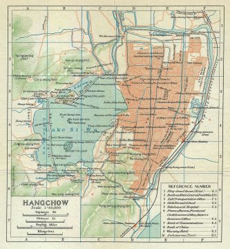 1924 Imperial Japanese Railway Map of Hangchow or Hangzou, Zhejiang, China