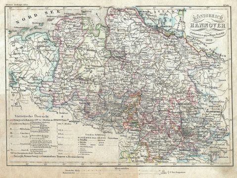 1852 Meyer Map of the Kingdom of Hanover