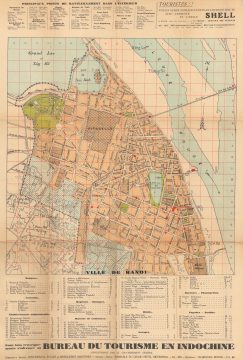 1930 Bureau du Tourisme Tourist City Plan or Map of Hanoi, Vietnam