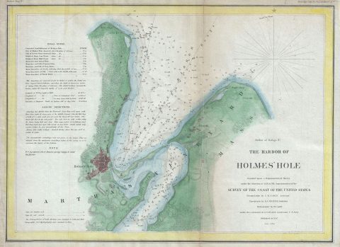1847 U. S. Coast Survey Map of Holmes' Hole (Vineyard Haven), Martha's Vineyard, Massachusetts