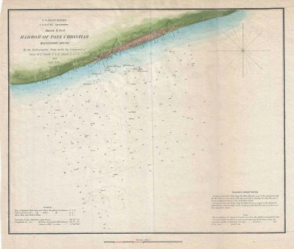 1851 U.S. Coast Survey Map or Chart of Pass Christian, Mississippi