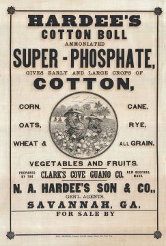 1880 Broadsheet Ad for Savannah based Hardee's Son Cotton Fertilizer
